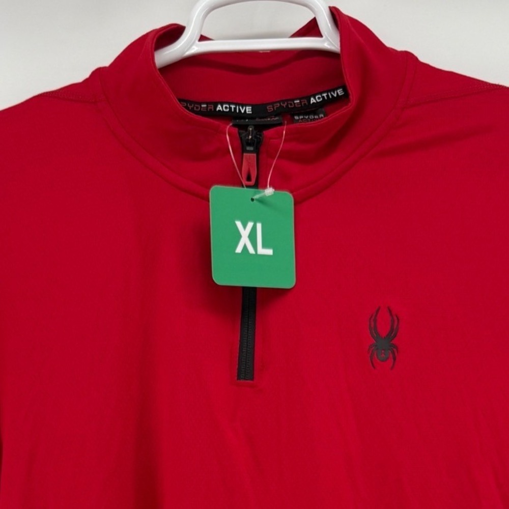 Spyder Active Mens XL Red Quarter Zip Pullover Long Sleeve Sleeve Pocket NWT